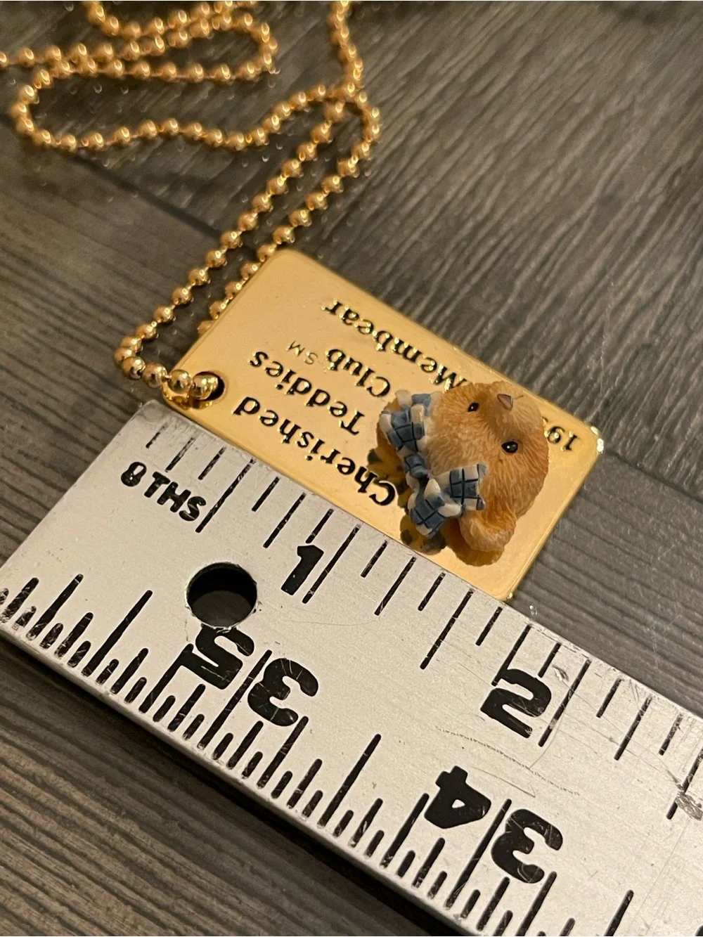 1998 Cherished Teddies Club Membear Ball Chain with Tag Necklace